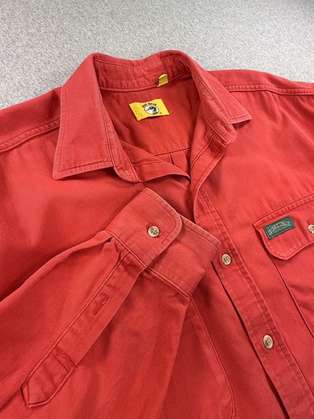 Duck Head Vintage 90's Red Twill Work Shirt for Men - Size LARGE